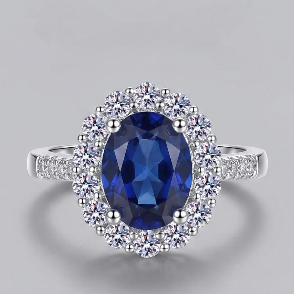 New 925 Sterling Silver Ring Beautiful Blue Gemstone for Women Wedding Jewelry Engagement Charm Party Fashion High Quality Ring