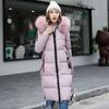 Women's Down Parkas Winter Jacket Fur Collar Thick Slim Coat Fashion Hooded Cotton Outerwear Long Winter Women Coat