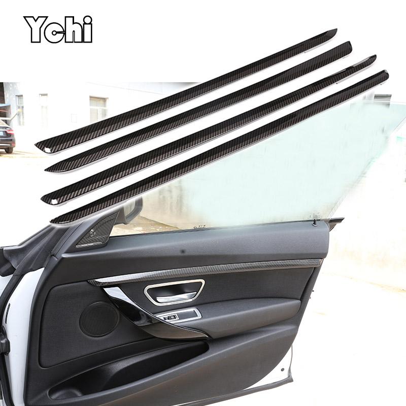 For BMW 3 Series GT F34 2013-2018 ABS Carbon Fiber/Silver car door Inside Door Decoration Strips Trim Accessories