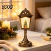 Warm Atmosphere Lighting Christmas Snow Sphere Lamp, Retro Street Lamp Design, Santa Winter Theme Ornament Snowman Tree Night Light for Bedroom,
