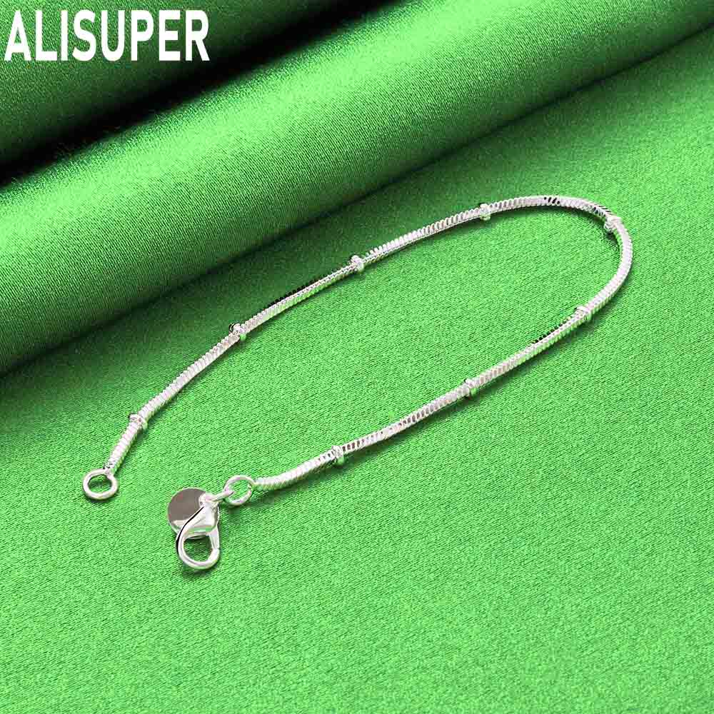 925 Sterling Silver Delicate Snake Bone Bead Bracelet - Charming Gift Jewelry