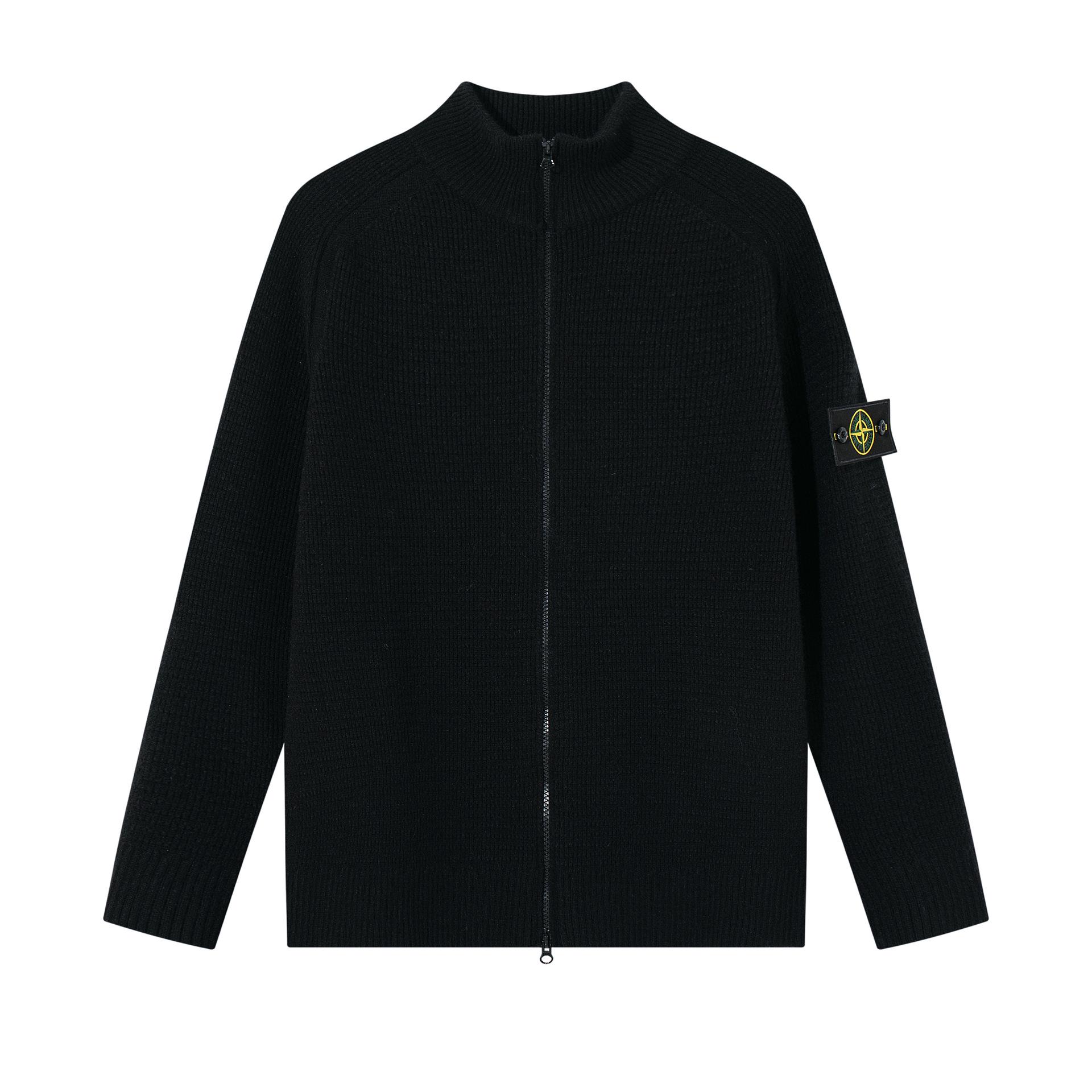 

Унисекс вязаный кардиган на молнии с воротником-стойкой XXL чёрный