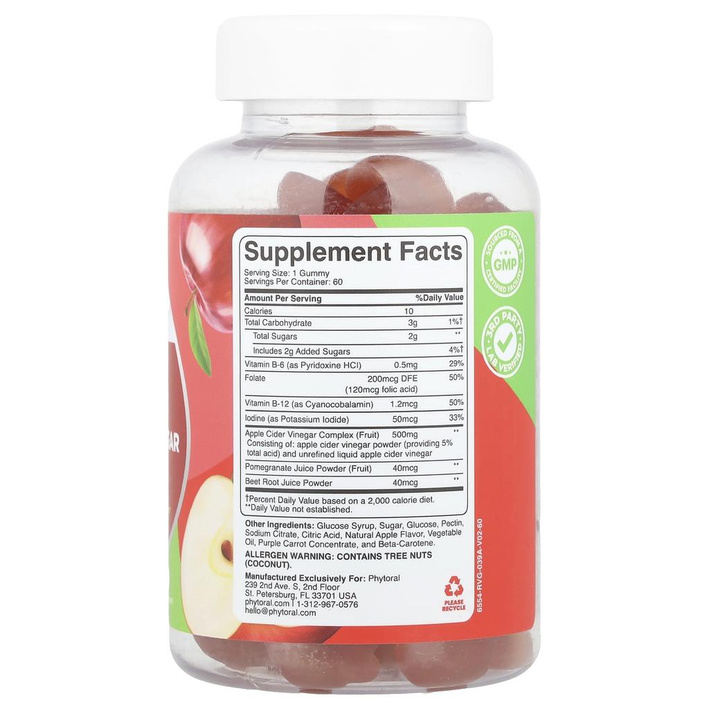 Apple Cider Vinegar Gummies with Roots and Apples, 60 Gummies