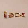 3PCS Rose Red Cubic Zircon Stainless Steel Hoop Earrings Set 18K Gold Plated Huggie Pendant Piercing Earring Women's Jewelry