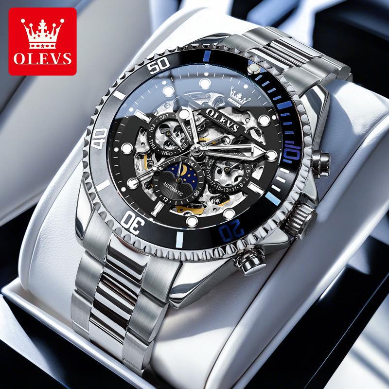 Oulisi Herren Automatikuhr - Lao-Stil, Wasserdicht, Multifunktionales Design