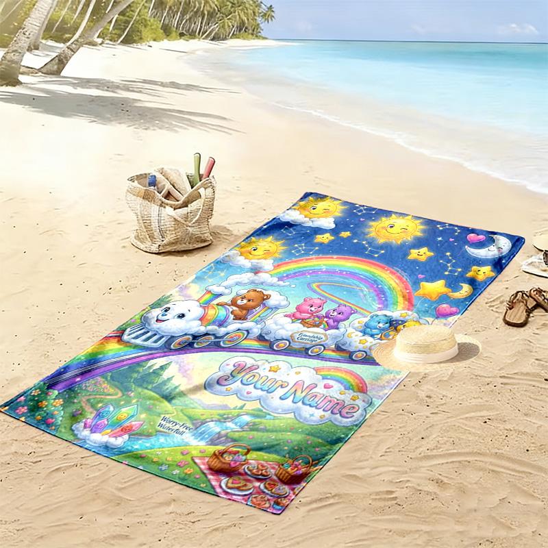 Name Custom CARE BEARS Print Beach Towel, Large Soft Quick Dry Towel for Beach Camping Swimming