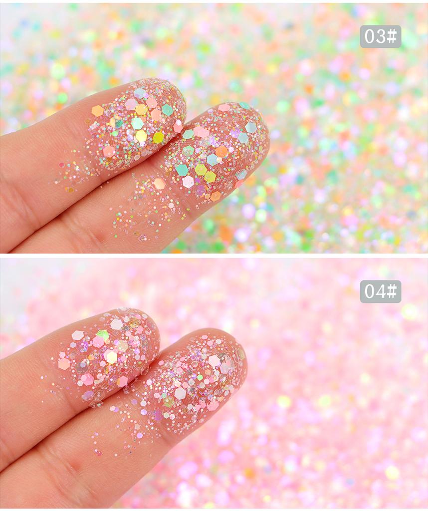 Factory Price 12 Colors Mixed Glitter Powder for Face Body Glitter Chunky Bulk Glitter Powder Kg