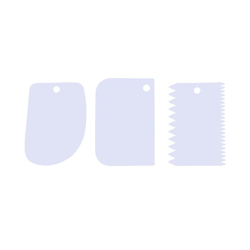 

3Pcs Cream Scraper Suit Diy Kitchen Straight Arc Tooth Shape Cream Bread Cutter Plastic Cake Pasty Scraper Baking Fondant Tools белый
