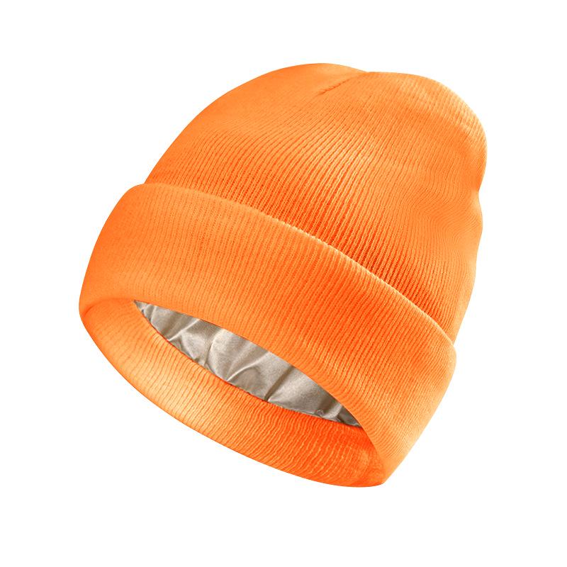 European-American Autumn/Winter Silk Satin Knitted Hat: Hairstyle Protection & Warmth
