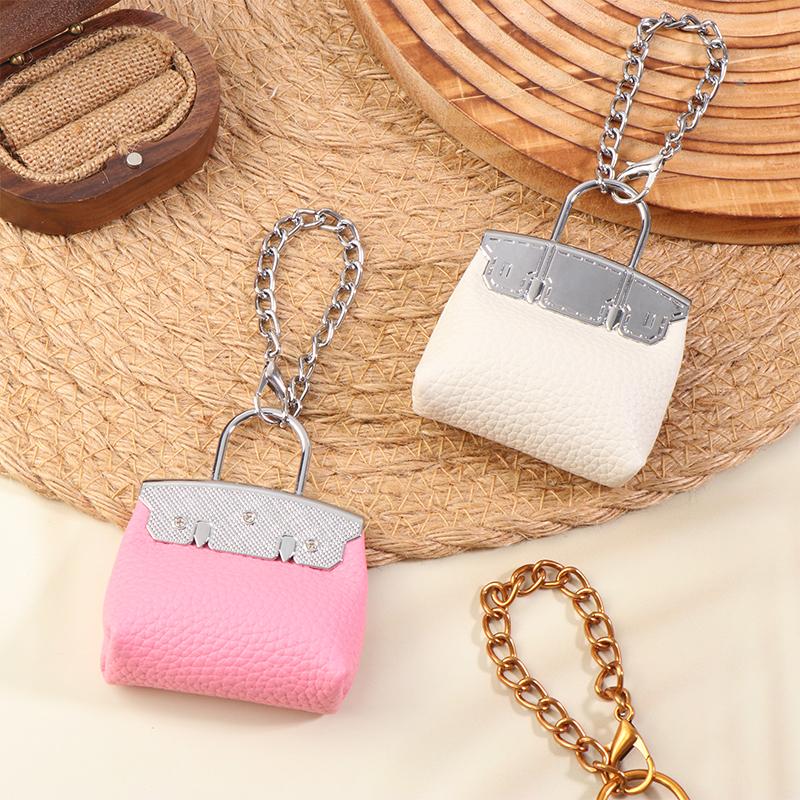 Fashion Pu Small Bag Keychain Simple Keyring Women Bag Charm Handbag Hanging Pendant Diy Accessories Girl Gifts