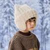 Ribbed Knit Knit Earflap Beanie Plush Lining Cat Ear Beanie New Plush Lined Hat  For Children