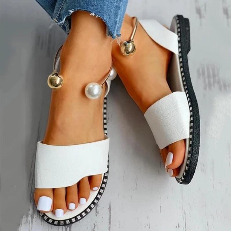 Summer Women Sandals Beaded Pearly Flat Casual Shoes For Women Shoes Sandalias Slippers Ladies Flip Flop Chaussure Femme