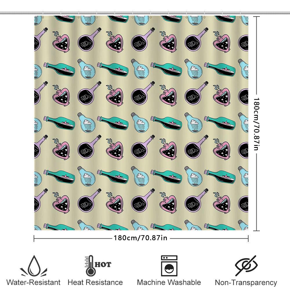 Colorful Magical Pottery Pattern Shower Curtain Bathroom Decor Home Accessories Decoration 180 x 205cm