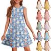 Girl Summer Dress Sleeveless Printed Color Casual Dress