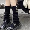 Women  Vintage Button Leg Warmers New Autumn Winter Knitted Socks with Yarn White Long Tube Pile Socks JK Keep Warm Leg Warmers