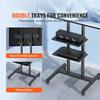 Mobile TV Stand, Mobile TV Cart for 32 to 70 inch TVs, Height Adjustable Portable TV Stand with Wheels, Double Tray for Audio-Visual Devices, Rolling