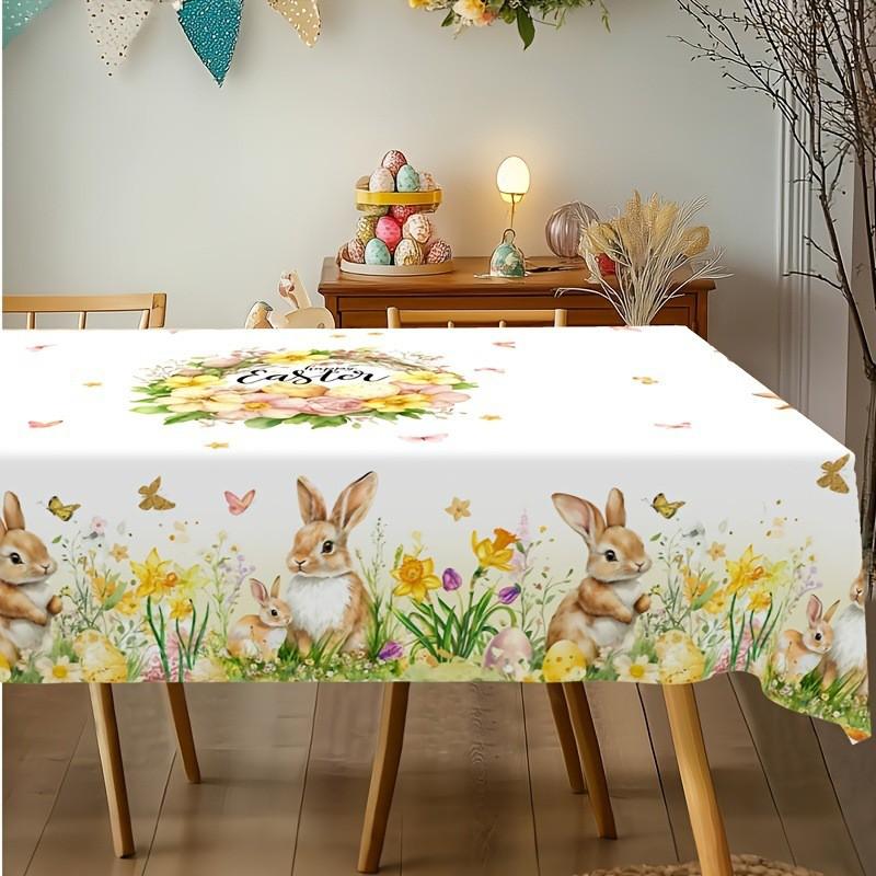 Easter Rabbit Print Tablecloth Digital Modern Minimalist Decorative Table Cover Dining Coffee
