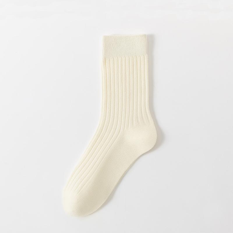 Female Spring and Autumn Pure Color All Build Loose Mouth In The Tube Pile Pile Cotton Socks