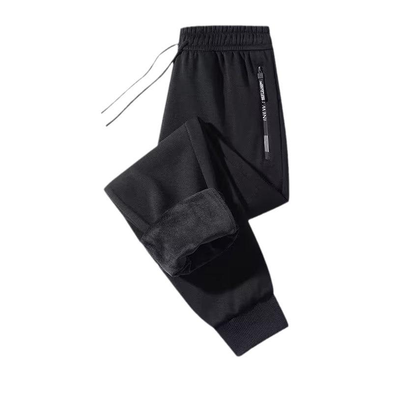 Sweatpants Men's Autumn and Winter New Fleece Thickened Large Size Zipper Casual Pants