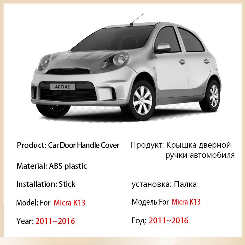 Door Handle Cover For Nissan Micra K13 March 2011~2016 Renault Pulse 2012 2013 2014 2015 Carbon Fiber Car Accessories Stickers