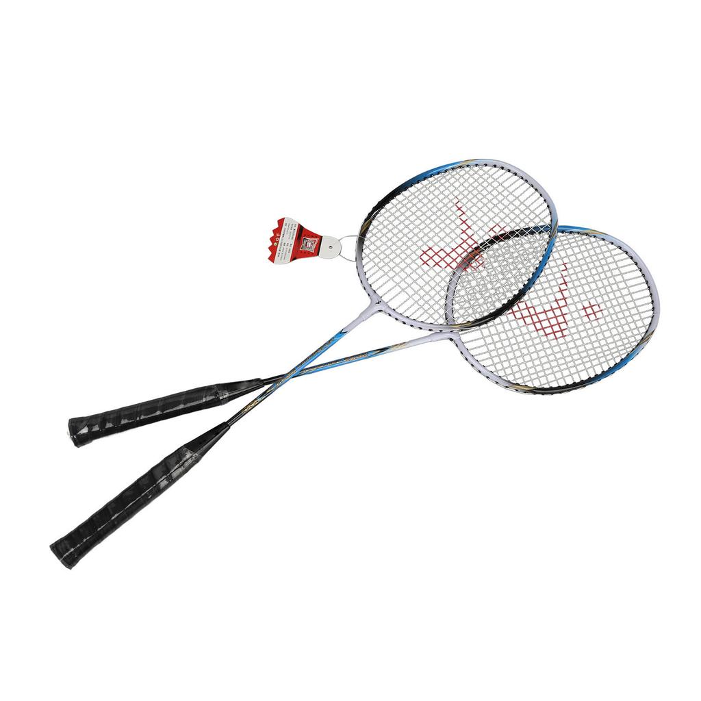 1 Pair Blue Badminton Racket Set Aluminum Alloy Comfortable Hand Grip Non Slip Badminton Racquet Kit