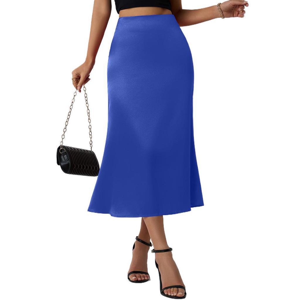 Europejska i Amerykańska Damska Satynowa Spódnica Midi Syrenka - Nowa Kolekcja Wiosna/Lato