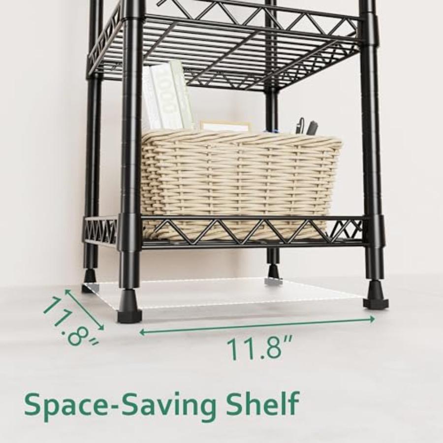 5 Tier Standing Shelving Metal Units Adjustable Height Wire Shelf Display Rack for Laundry Bathroom Kitchen 11.8 W x 11.8 D x 5