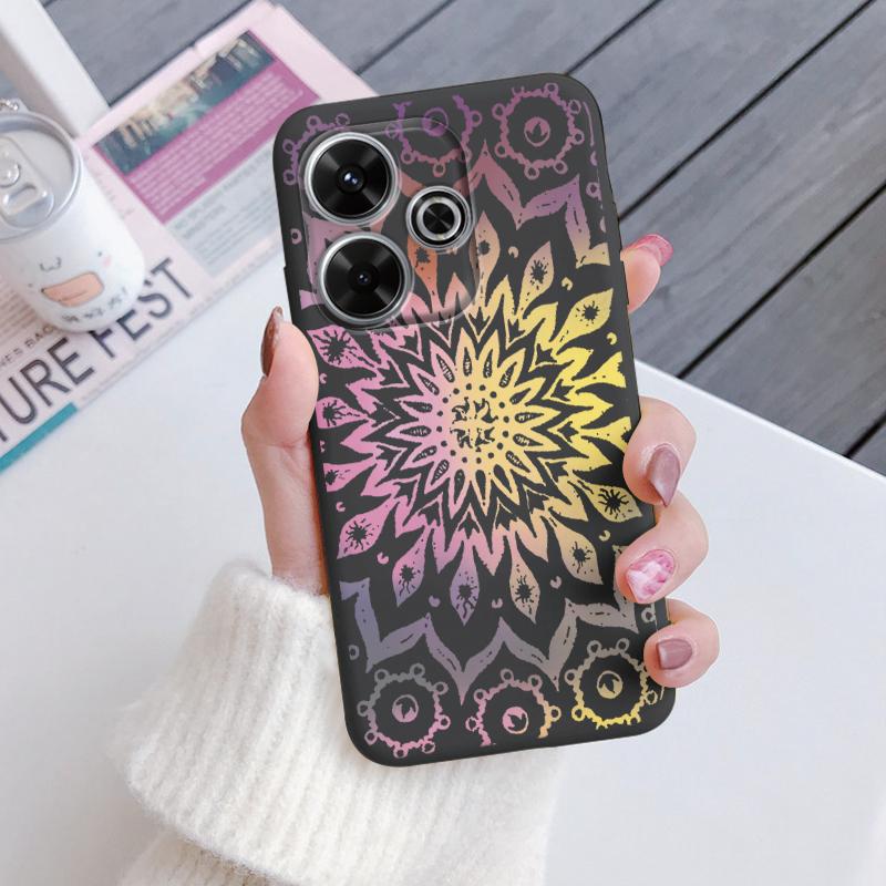 For Redmi 13 4G Phone Case Brown Leopard Print Soft Silicone TPU Cover Colorful Marble Fundas For Xiaomi Redmi 13 Redmi13 Coque