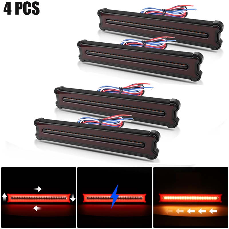 3 In 1 Motorcycle Led Tail Light Sequential Turn Signal Lamp Brake Stop Lights For Moto Pickup Truck Trailer Cargo RV 12V 24V