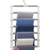 Practical Folding Pant Rack Hangers Portable Home Organization Metal Foldable Clothes Hanger with Multi Clip Layers