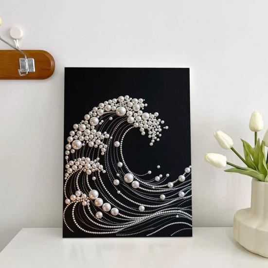 Faux Pearl Art DIY Kit 3D Butterfly Landscape Mosaic Stress Relief Craft for Adults Teens Pre-Printed Canvas with Glitter Resin