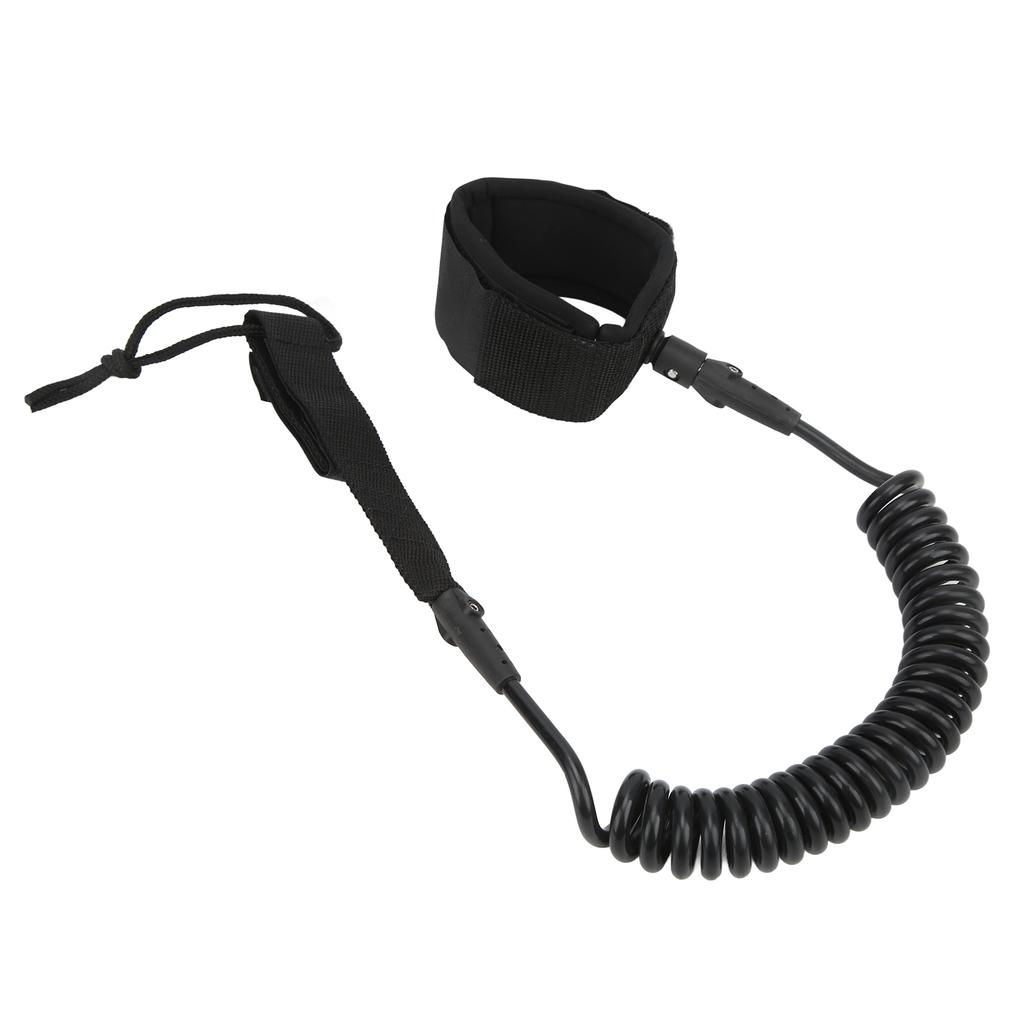 Surfboard Leash High Elasticity TPU Black Coiled Surfing Leg Rope for Paddleboards Longboards