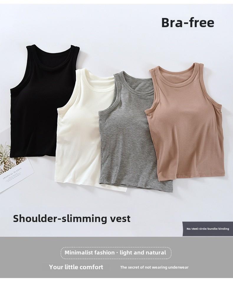 Modal Thread Chest-Pad Suspender Vest: Women's Slim High-Collar Tube Top for Summer