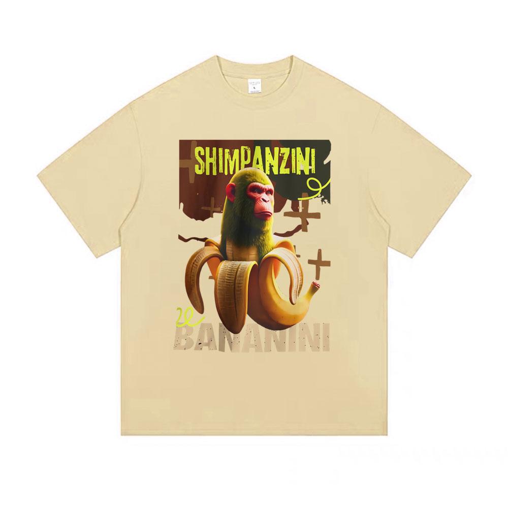 Shimpanzini Bananini Funny Banana Monkey Meme Tshirt Men Women Casual Cotton Vintage T Shirt Male Fashion Humor Short Sleeve
