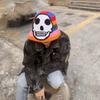 Trendy Skeleton Embroidery Fisherman Hat Winter Handmade Crochet Knitted Hip Hop Bucket Hat Round Basin Hat Halloween Cold Caps