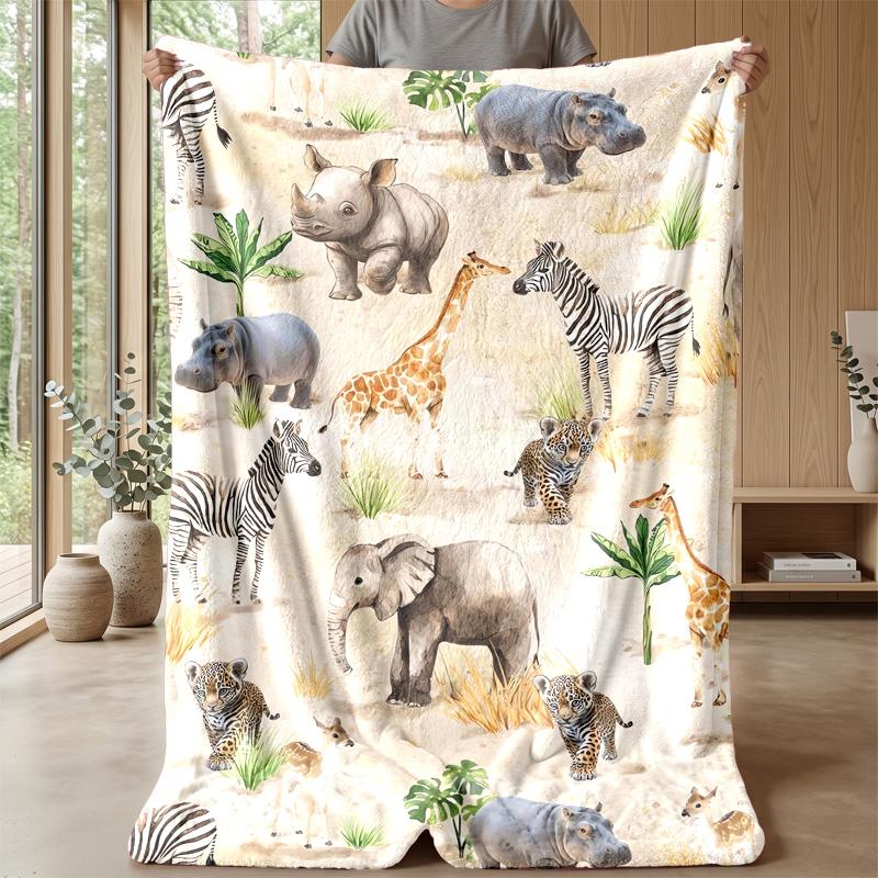 Rural Farm Animals Theme Blanket Lightweight Warm Flannel Blanket Decorative Throw Blanket for Home Decoration
