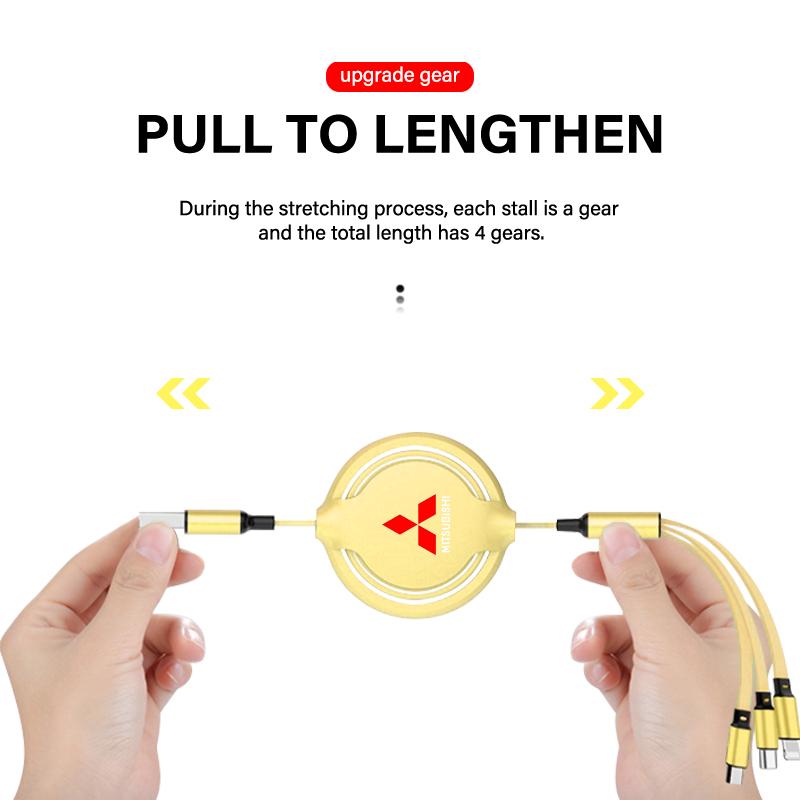 Car Mounted Telescopic Three In One Mobile Phone Charger For Mitsubishi ASX Lancer Pajero Outlander L200 EVO Lancer EX