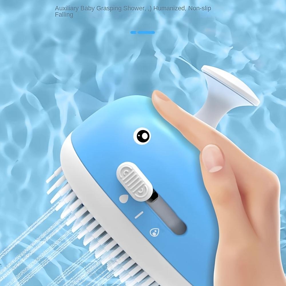 1 Set Cute Whale Shaped Showerhead with Soap Dispensing Silicone Brush Ideal for Bathing and Washing Hair, Round Plastic Design with Three Modes,