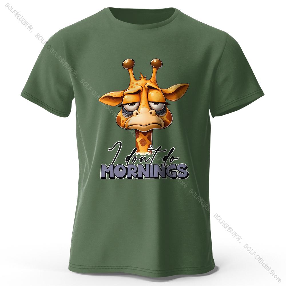 Summer Round Neck 3D Cartoon Giraffe Printed Top Fashionable Casual Short Sleeved Children's Boy T-shirts