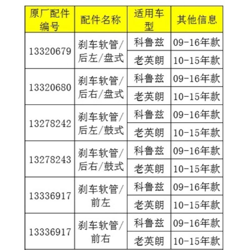 13320679 13320680 13278242 13278243 13336917 Disc Drum Braking Fluid Pipe Brake Hose for Buick Excelle GT for Chevrolet Cruze