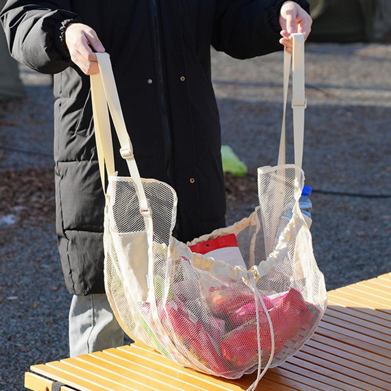 Car Mesh Storage Bag Canvas Car Seat Organizer Large Capacity Portable & Foldable Shopping Shoulder Bag drop shipping