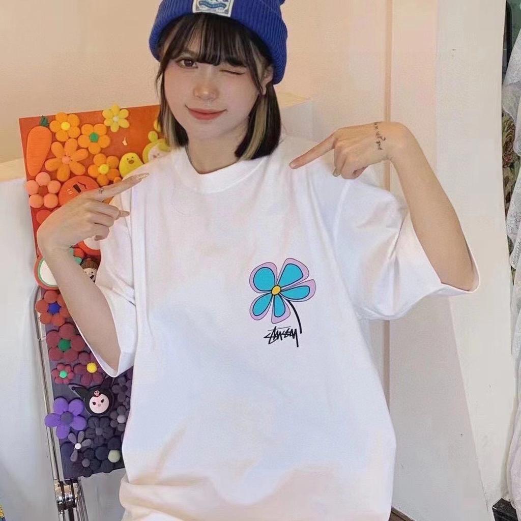 Flower Print Short Sleeve 2 World Cruise TU West Flower TeeT-Shirt Summer Couple Student ins