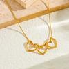 Gold Plated Interlocking Triple Heart Necklace, Dainty Snake Chain Heart Pendant Choker, Minimalist Love Jewelry for Women Gift