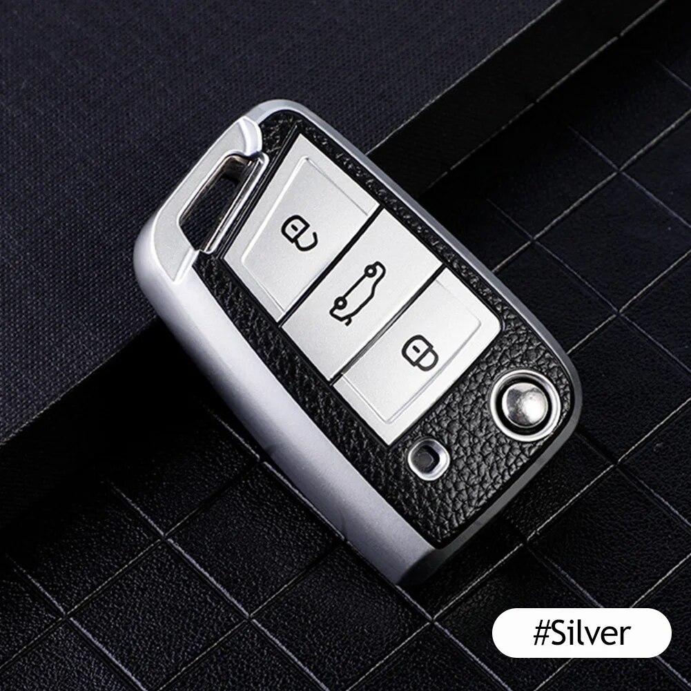 Leather Car Key Case Keys Full Cover Protection Shell Bag for VW Volkswagen Polo Tiguan Passat Golf Jetta Lavida Skoda Octavia