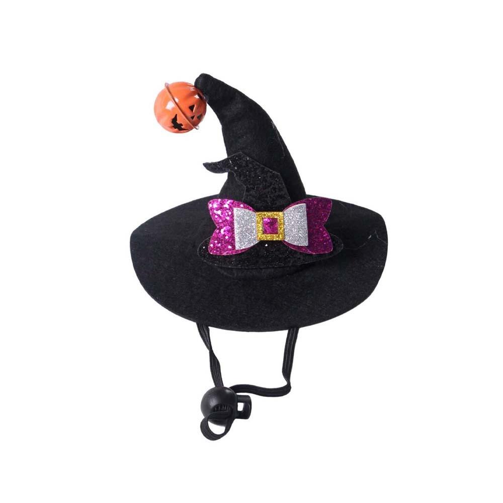 With Bell Cat Wizard Cap Sequin Bowknot Dog Halloween Headwear Pet Witch Hat Festival Carnival