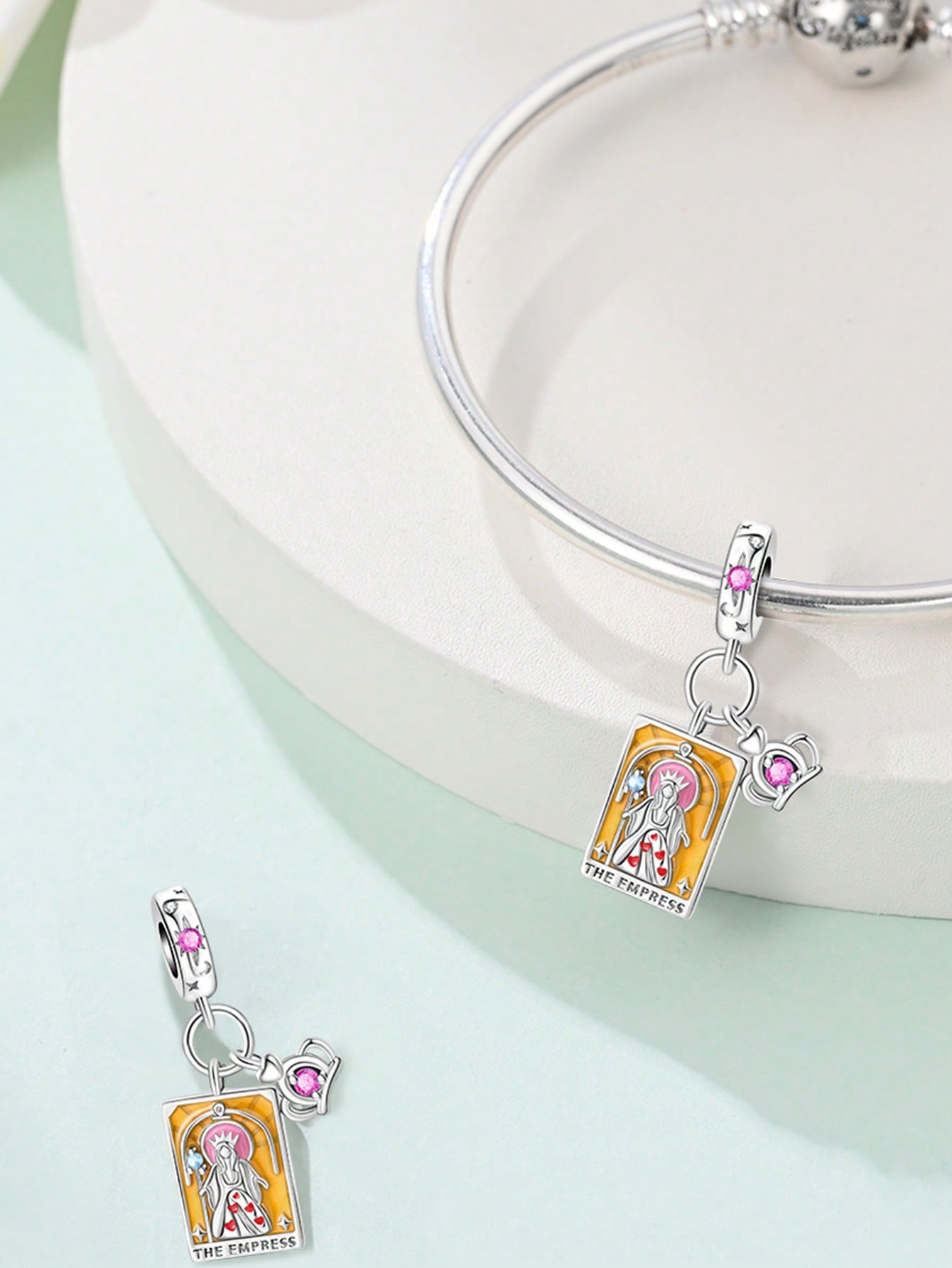 

Hot Sale Charms Bead 925 Silver Tarot of the Holy Mother Emperor Fit Bangle Bracelet Necklace DIY Jewelry