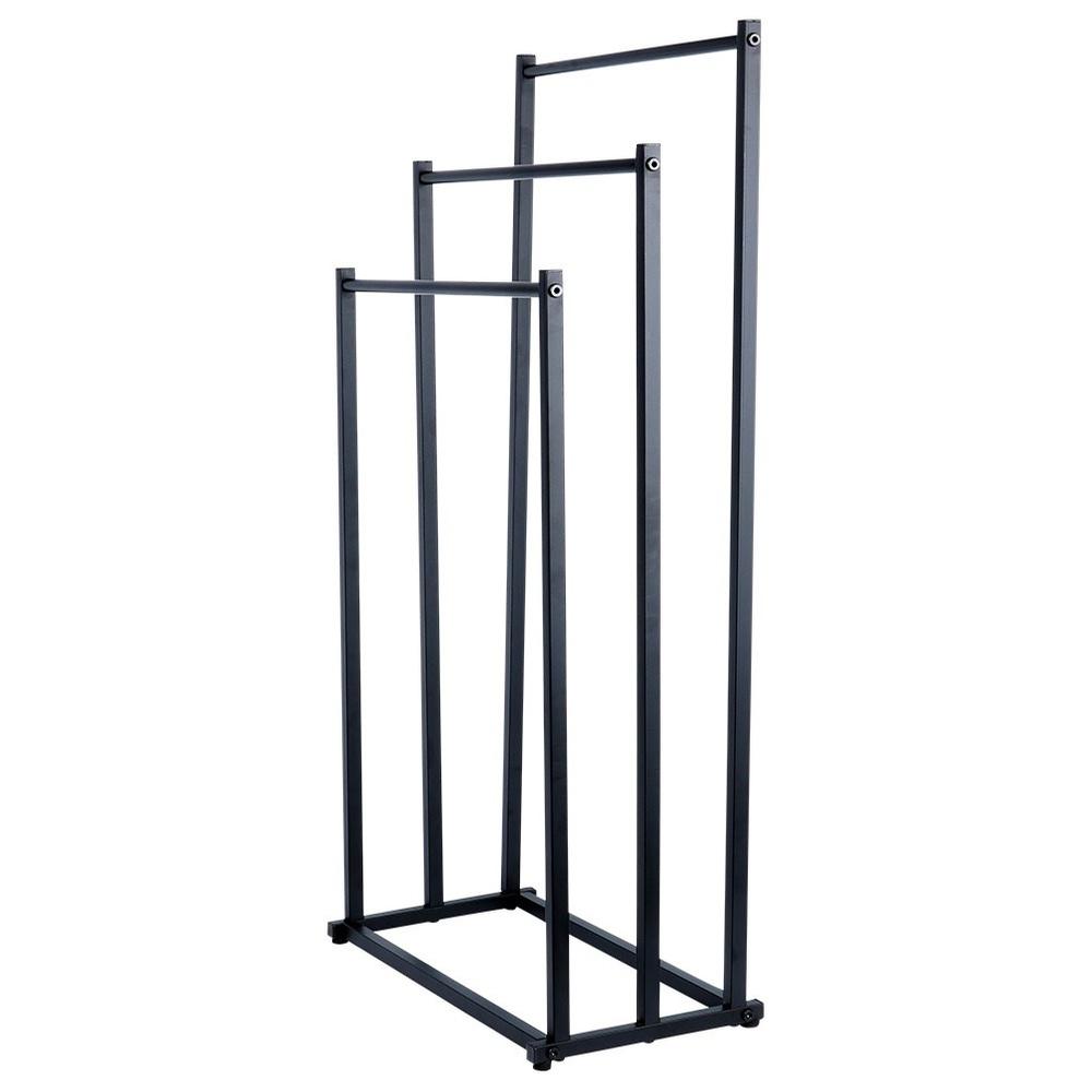 Stojak Na Ręczniki Wieszak Łazienkowy Podłogowy Stojący Metalowy Czarny