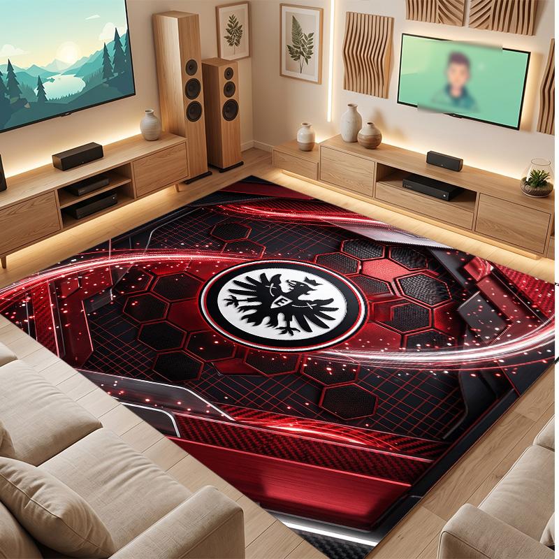 Eintracht Frankfurt Football Print Crystal Velvet Rug, Comfortable Water Absorbent Non Slip Indoor Floor Carpet