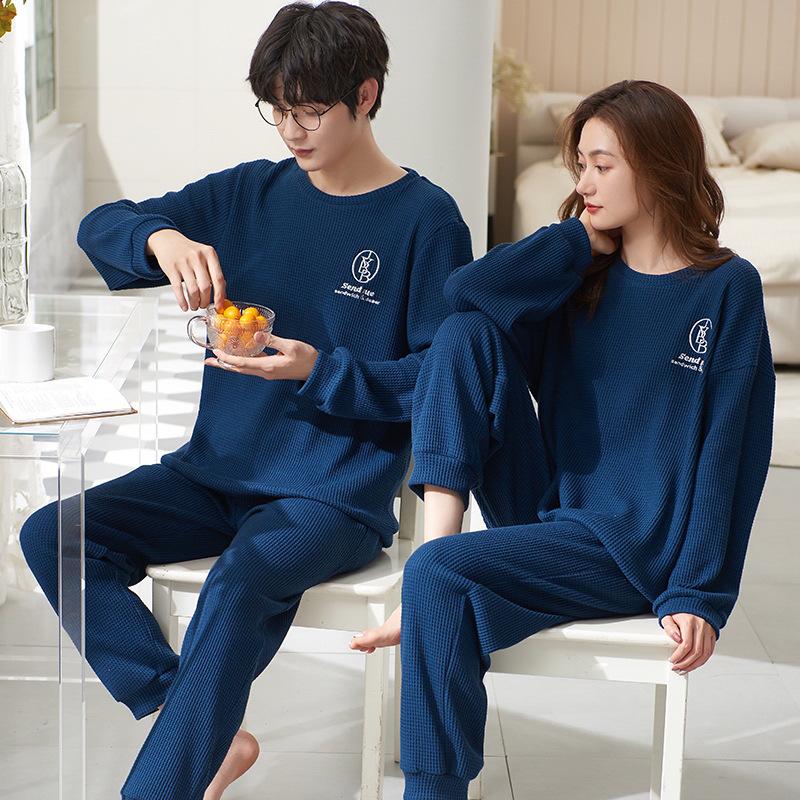 Pigiama per Coppia: Completo da Donna a Maniche Lunghe e Pantaloni per Primavera/Inverno, Abbigliamento Casual da Casa da Uomo