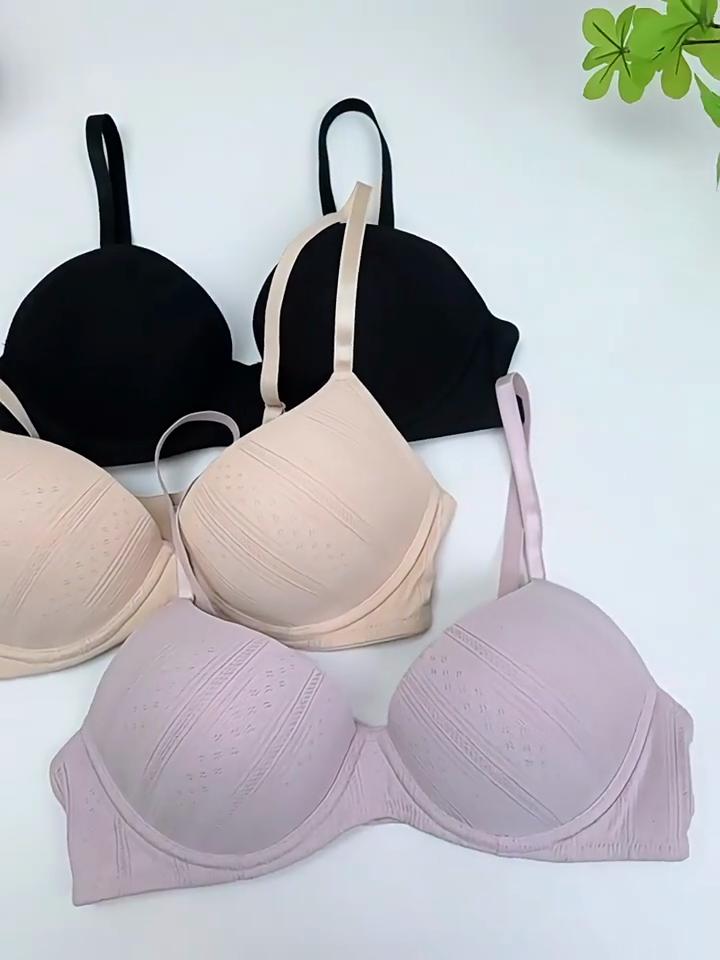 Steel Ring Gather Anti-Sag Bra Push-Up Bra with Lace Back Ready Stock